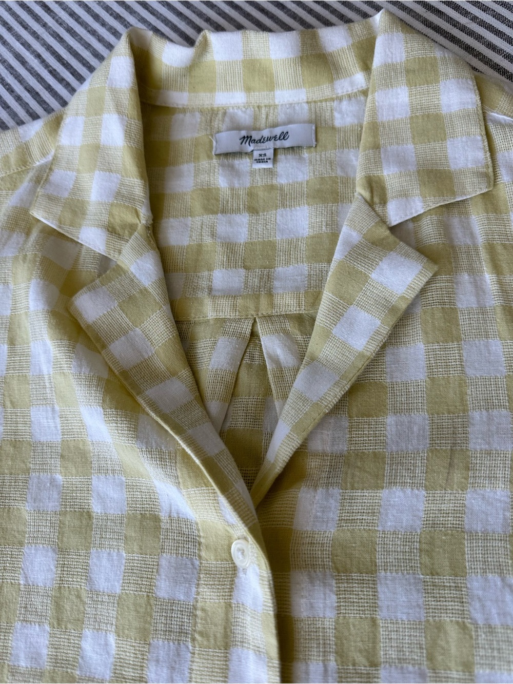 Madewell Yellow and White Gingham Button-Down Shirt - Picture 3 of 7